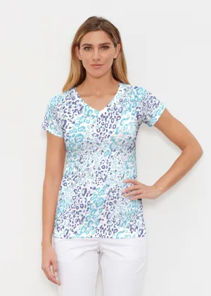 Cat Blue (7755) ~ Signature Cap Sleeve V-Neck Shirt