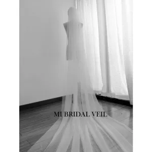 Cathedral Soft Tulle Wedding Veil, Illusion Tulle Morden Veil, Mi Bridal