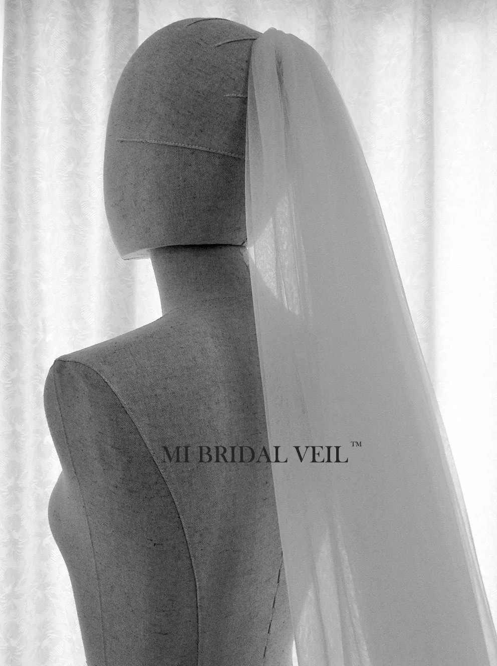 Cathedral Soft Tulle Wedding Veil, Illusion Tulle Morden Veil, Mi Bridal