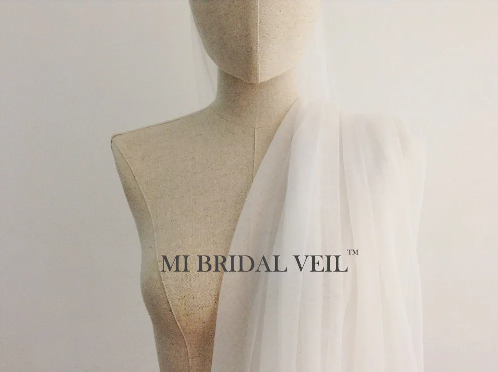 Cathedral Soft Tulle Wedding Veil, Illusion Tulle Morden Veil, Mi Bridal