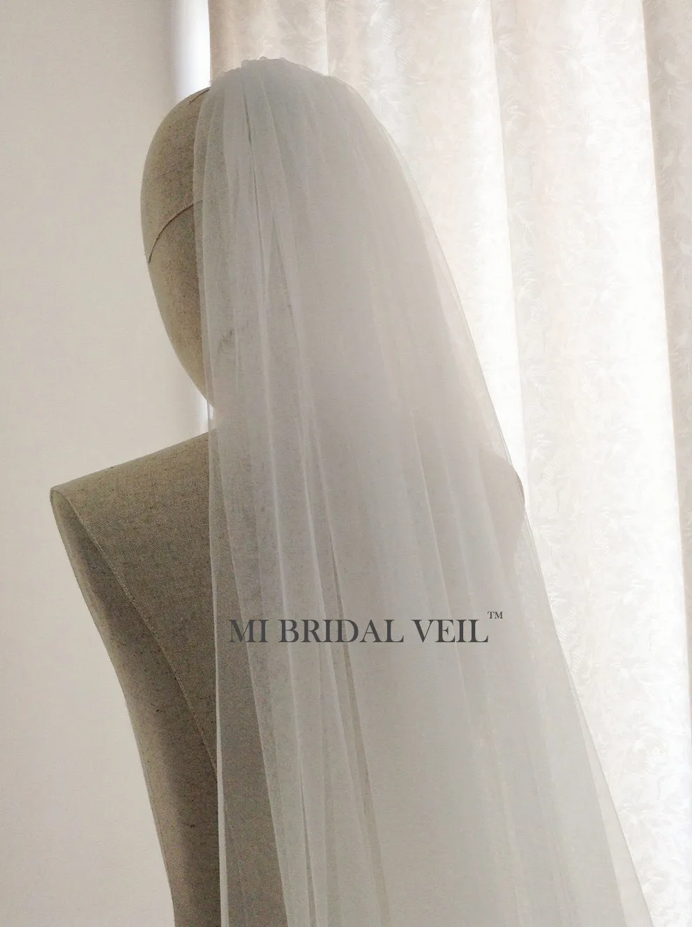 Cathedral Soft Tulle Wedding Veil, Illusion Tulle Morden Veil, Mi Bridal
