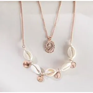 Charlie Paige Gold Necklace w/faux shells & anchor charm