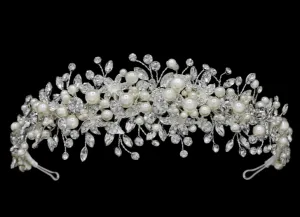 Charlotte - Ivory Pearl and Crystal Spray Headpiece