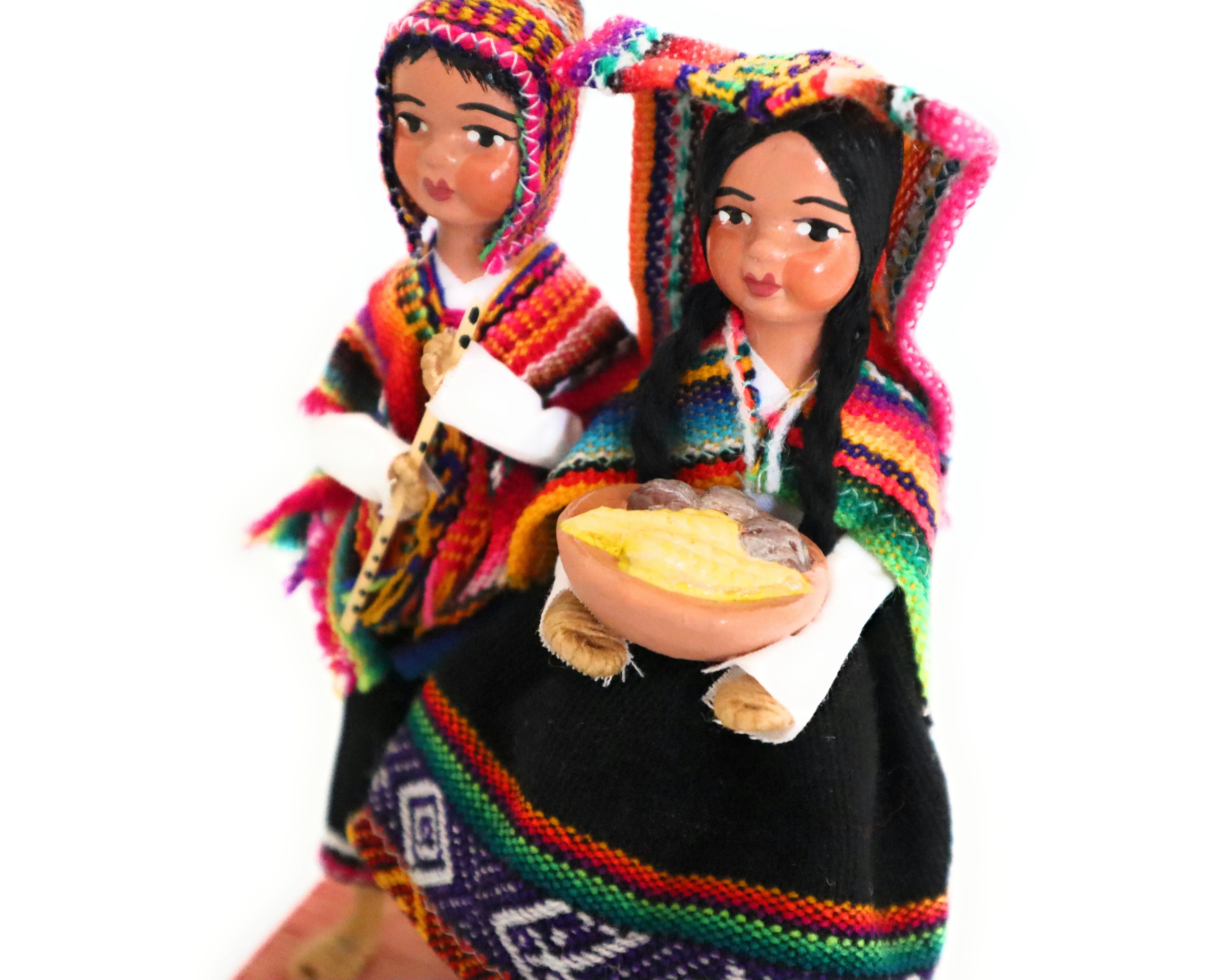 Cholitos Figurines Dolls Peruvian Folk Customs Maize Offering 6.5" Tall