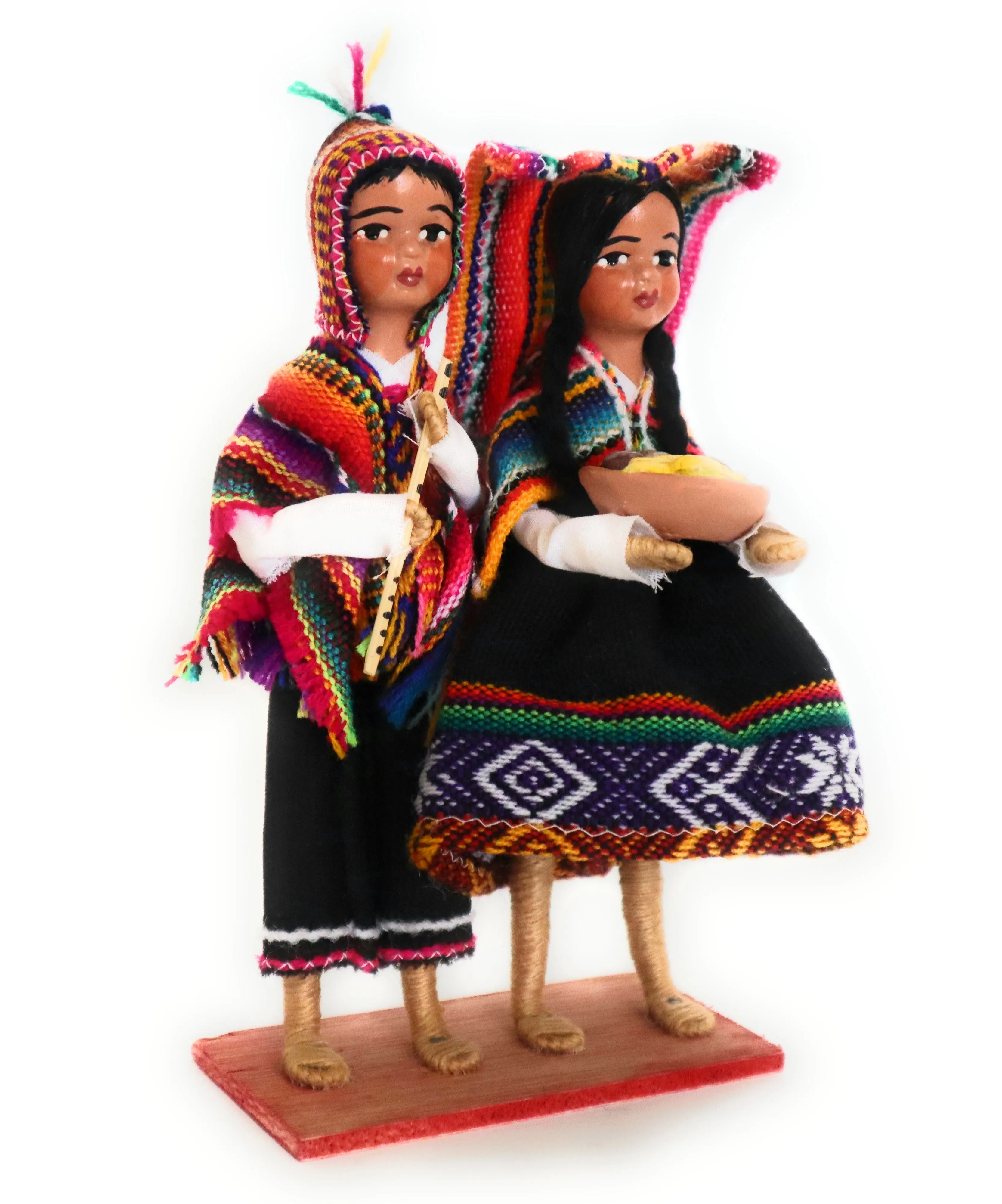 Cholitos Figurines Dolls Peruvian Folk Customs Maize Offering 6.5" Tall