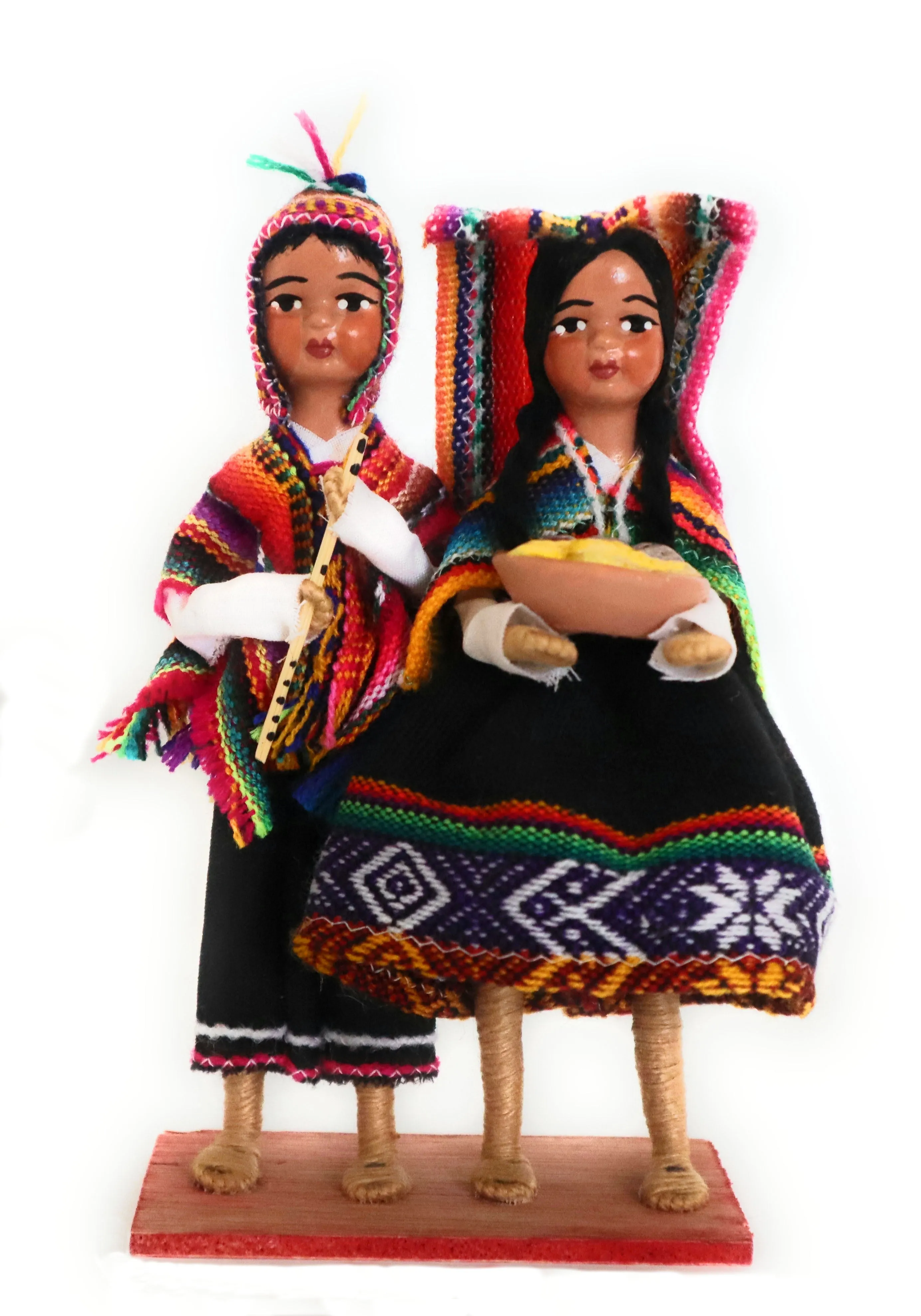 Cholitos Figurines Dolls Peruvian Folk Customs Maize Offering 6.5" Tall