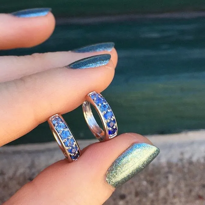 Cirque Classic Hoops with Round Blue Sapphires