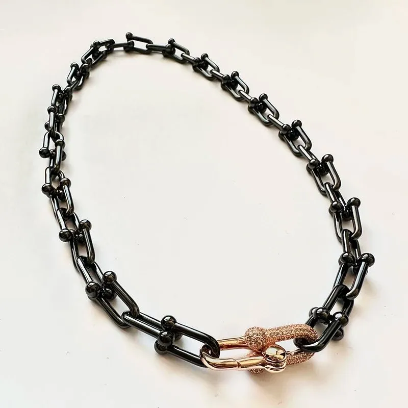 Classic Gold & Black Electroplated Gothic Necklace