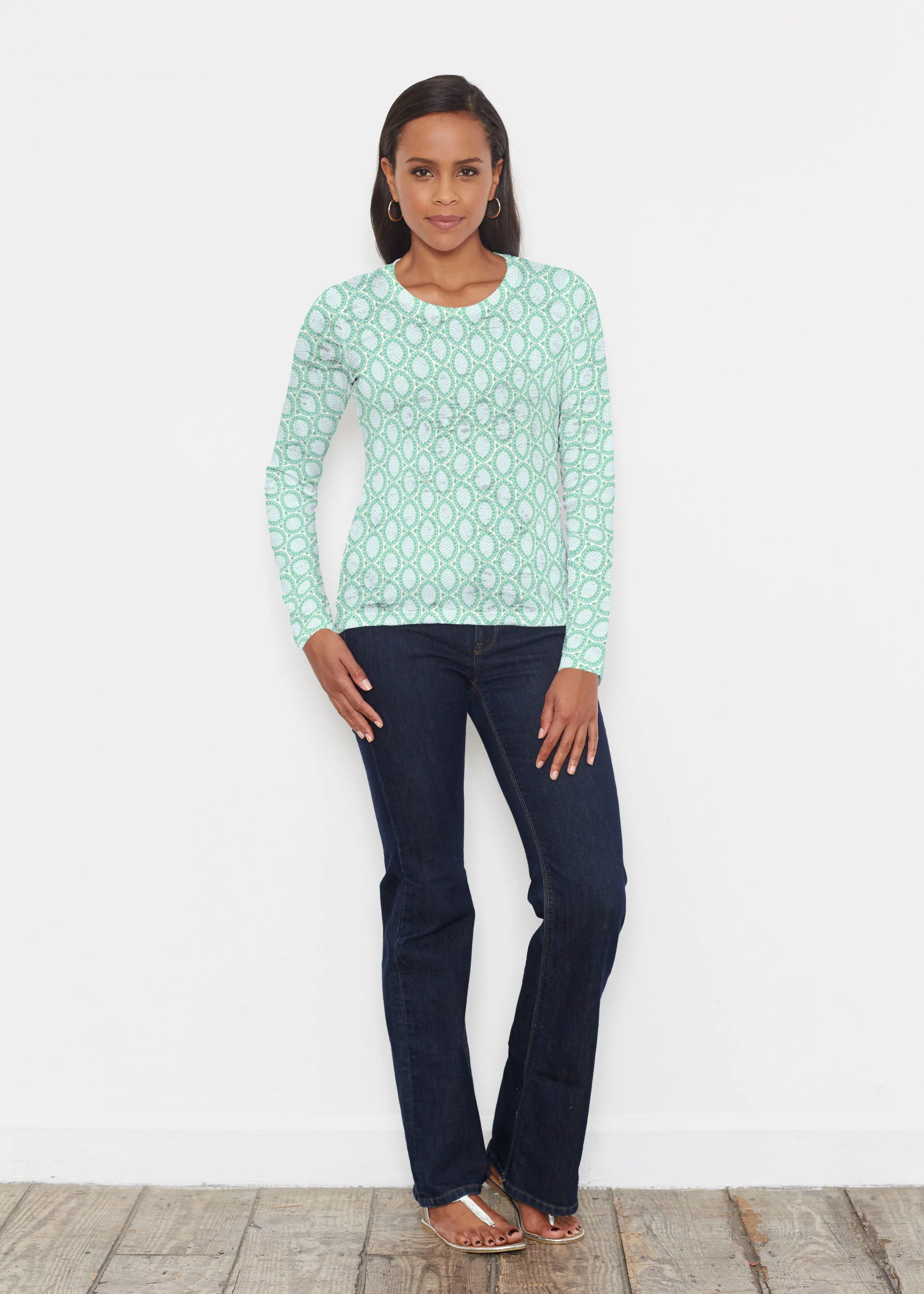 Coastal Lace Green (7686) ~ Signature Long Sleeve Crew Shirt