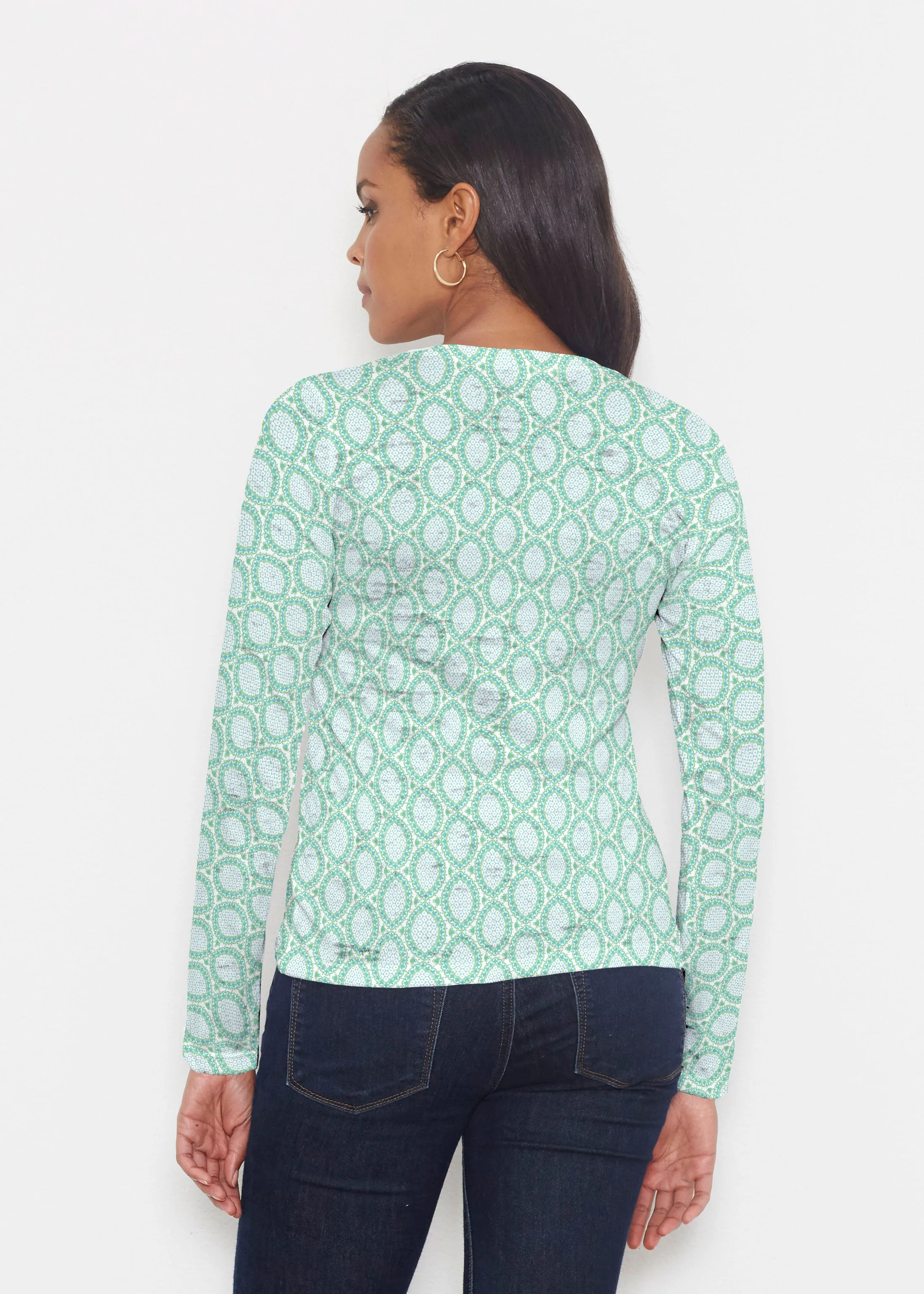 Coastal Lace Green (7686) ~ Signature Long Sleeve Crew Shirt