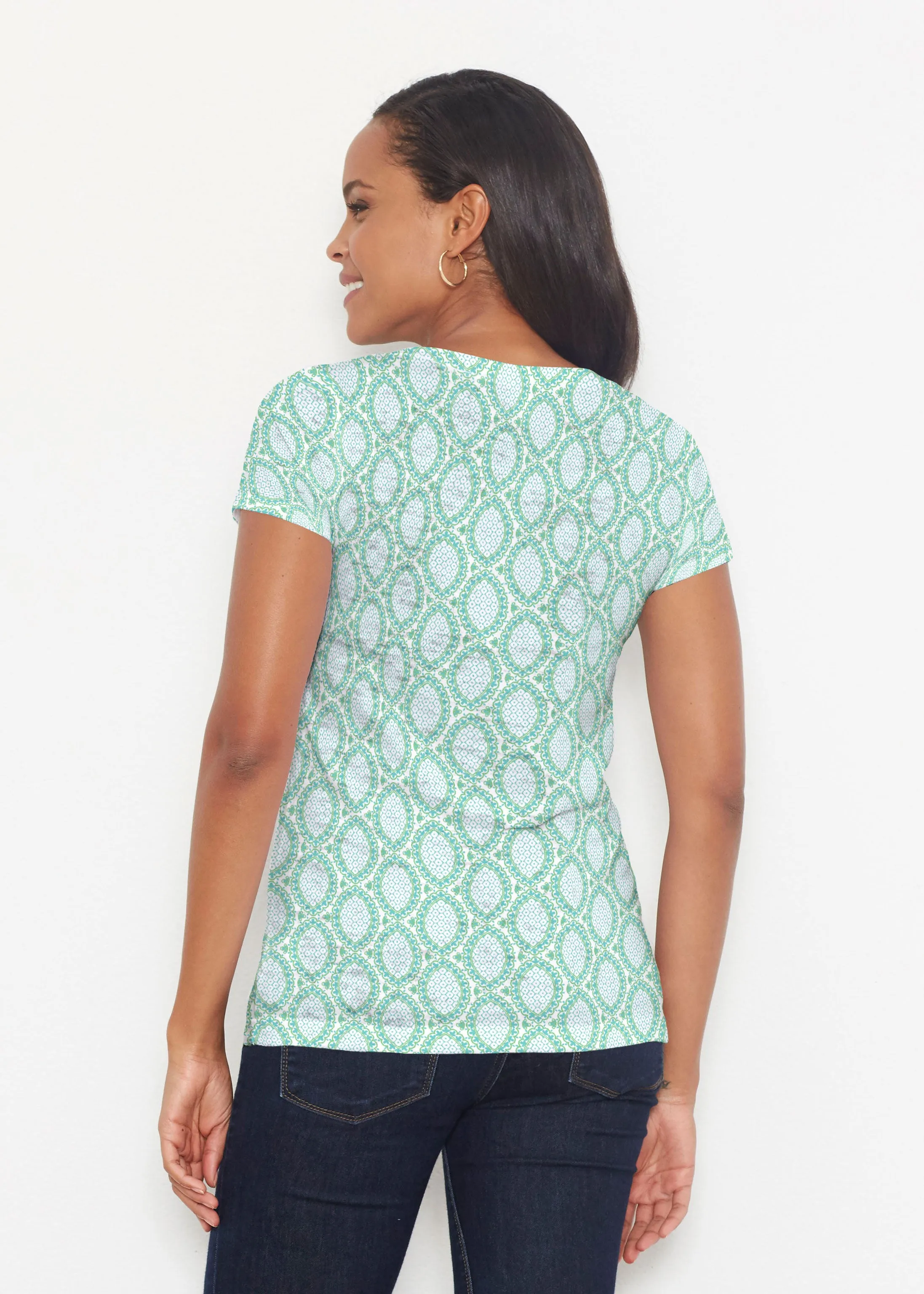 Coastal Lace Green (7686) ~ Signature Short Sleeve Scoop Shirt