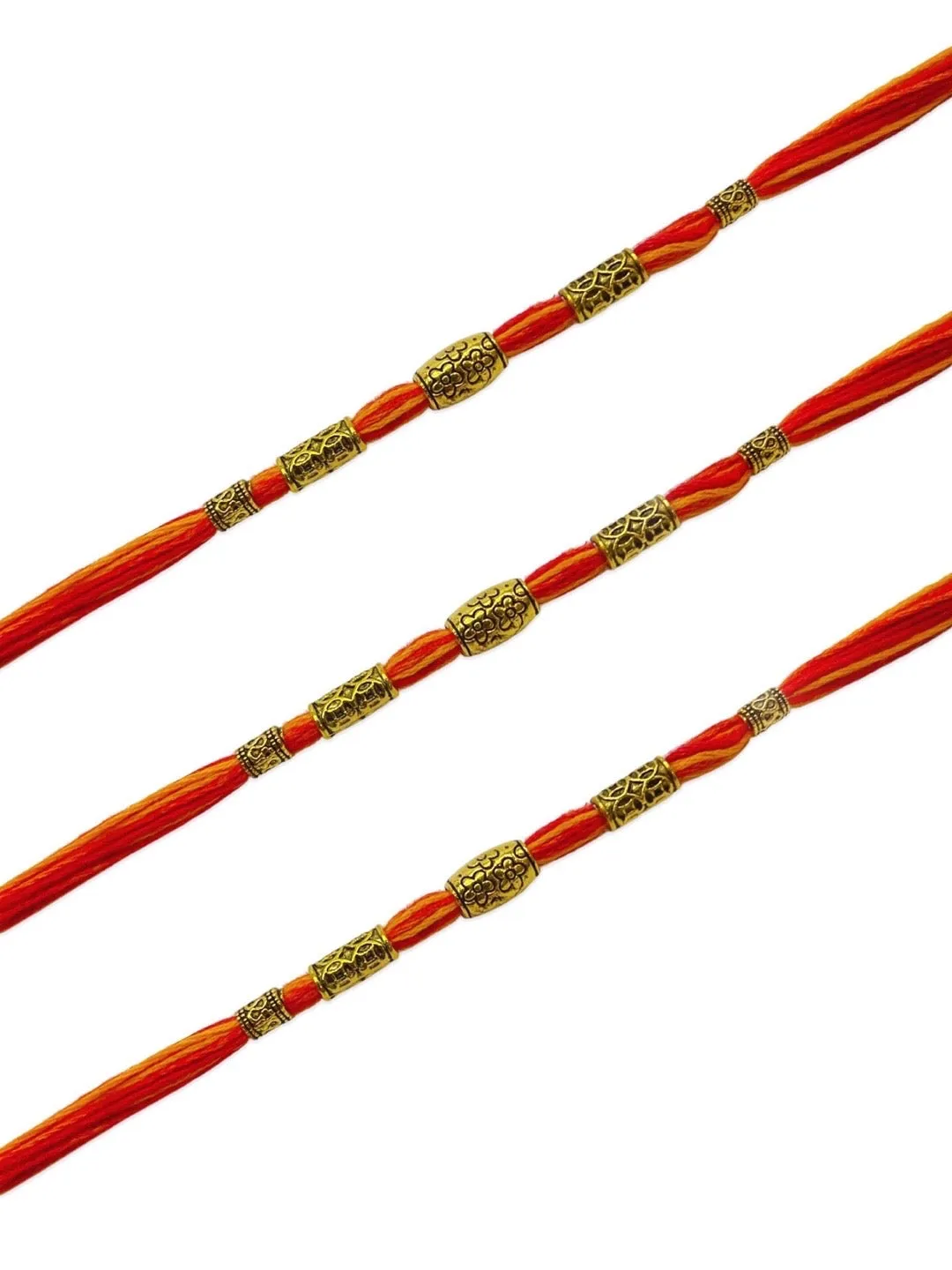 (Combo of 3) Simple Beautiful Beaded Rakhi Mauli Thread Rakhee For Raksha Bandhan