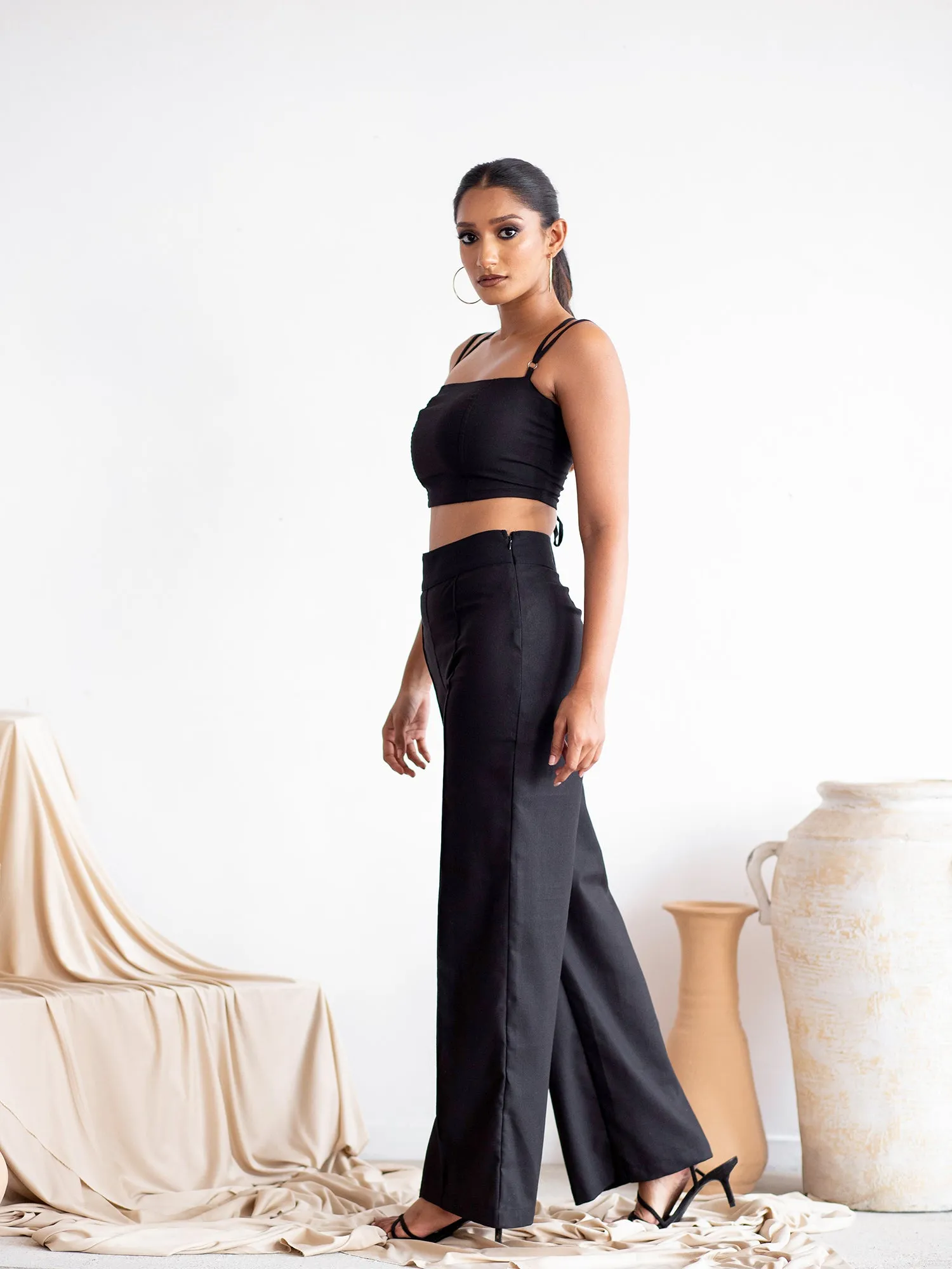 Corset Detail Back Tie-Up Crop Top