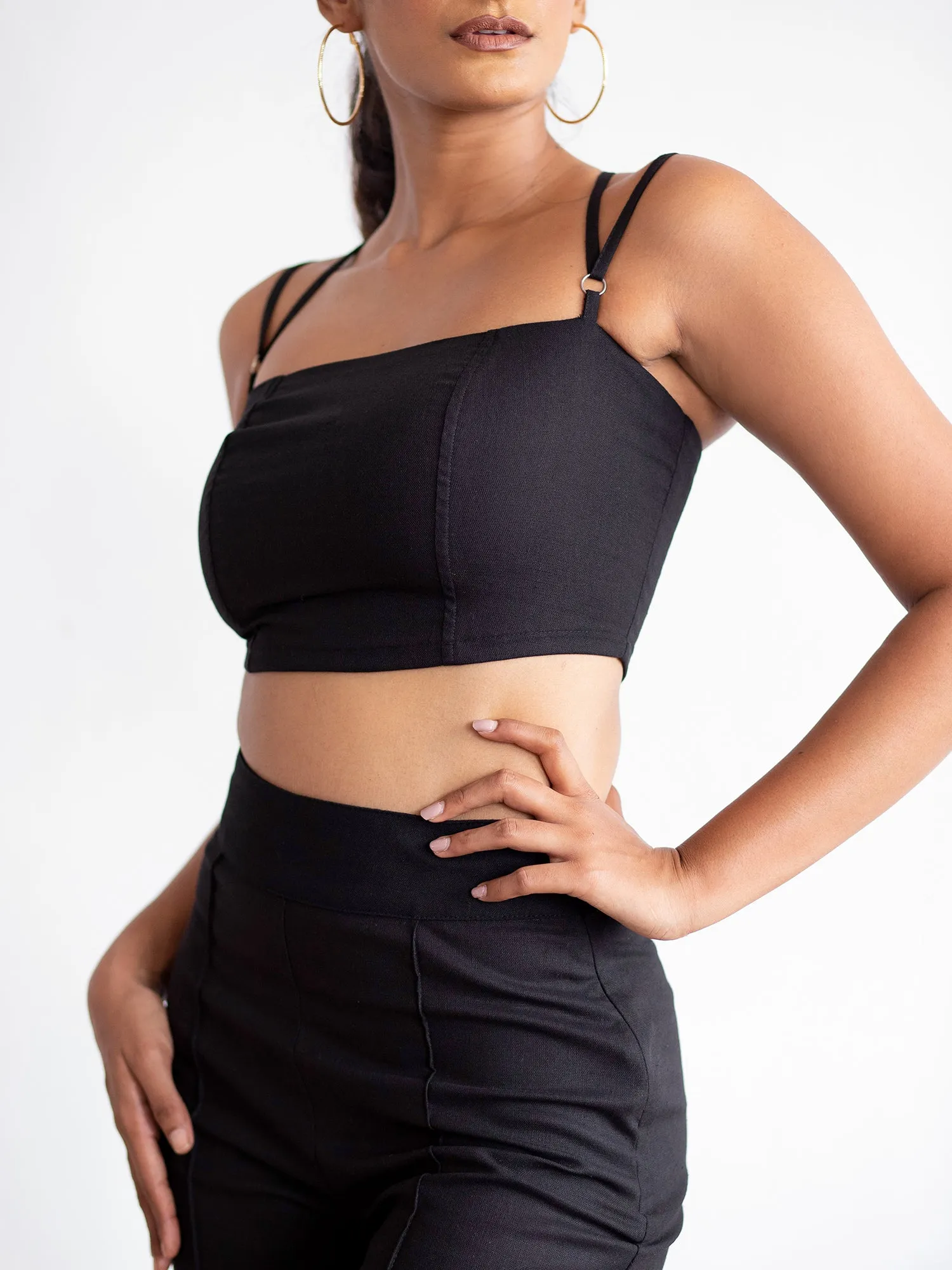 Corset Detail Back Tie-Up Crop Top