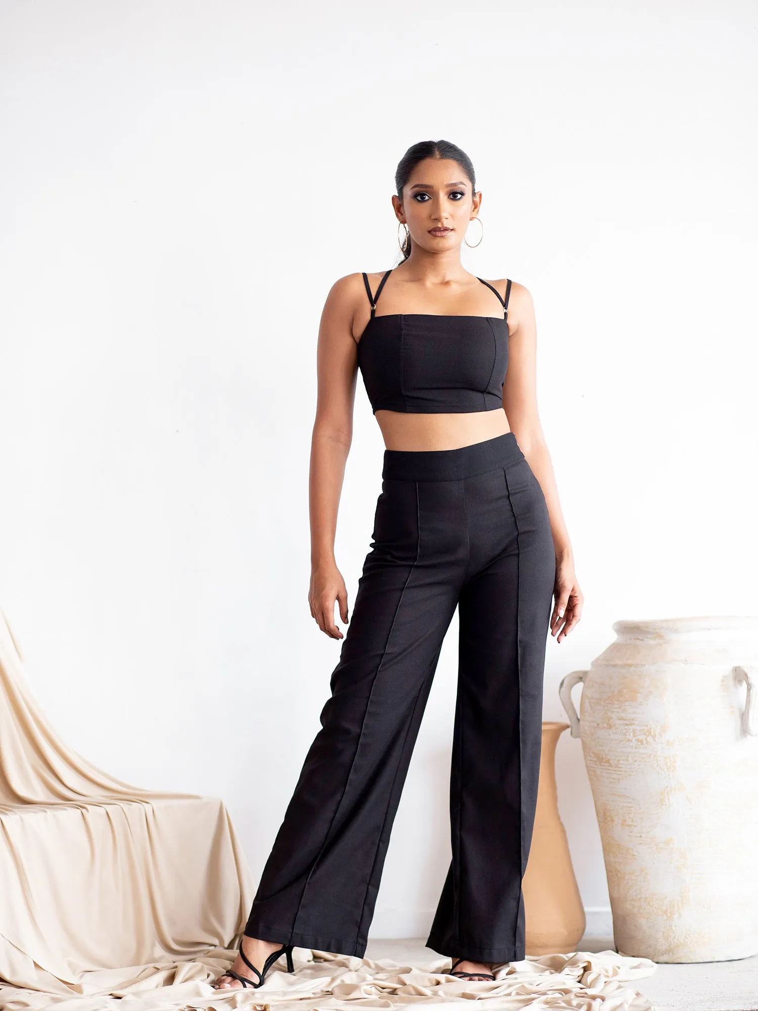 Corset Detail Back Tie-Up Crop Top