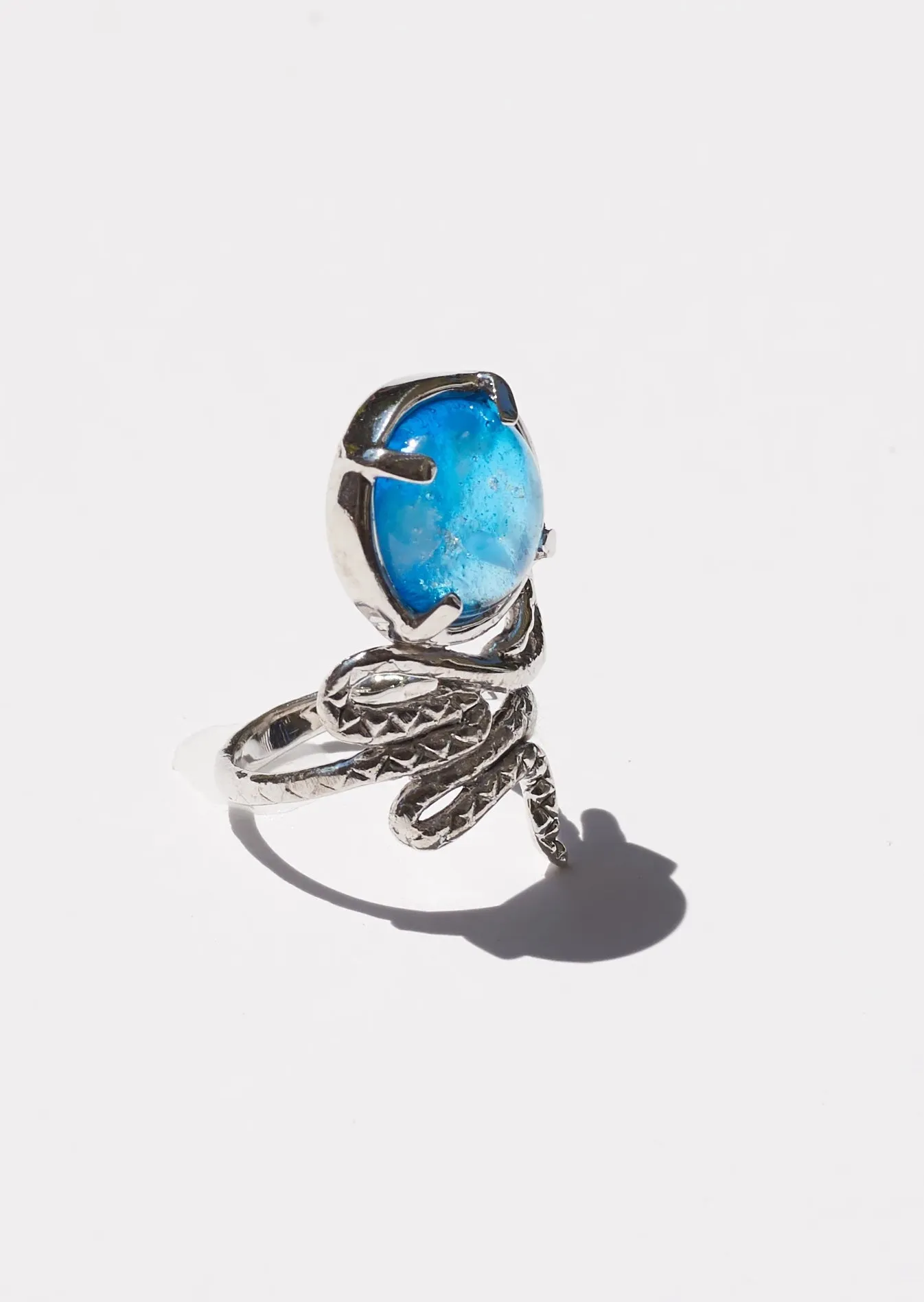 Cosmic Serpent Ring Silver Tone