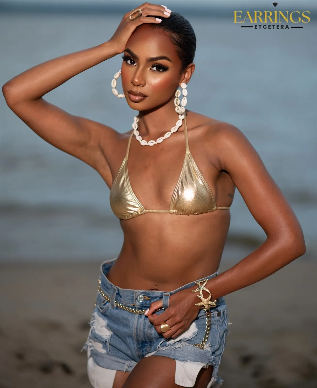 COWRIE SHELL HOOP EARRINGS