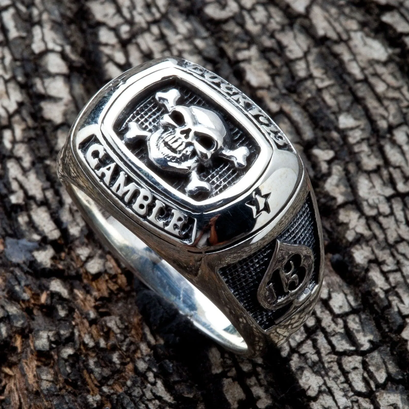 Crossbones Skull Gamble 925 Sterling Silver Ring