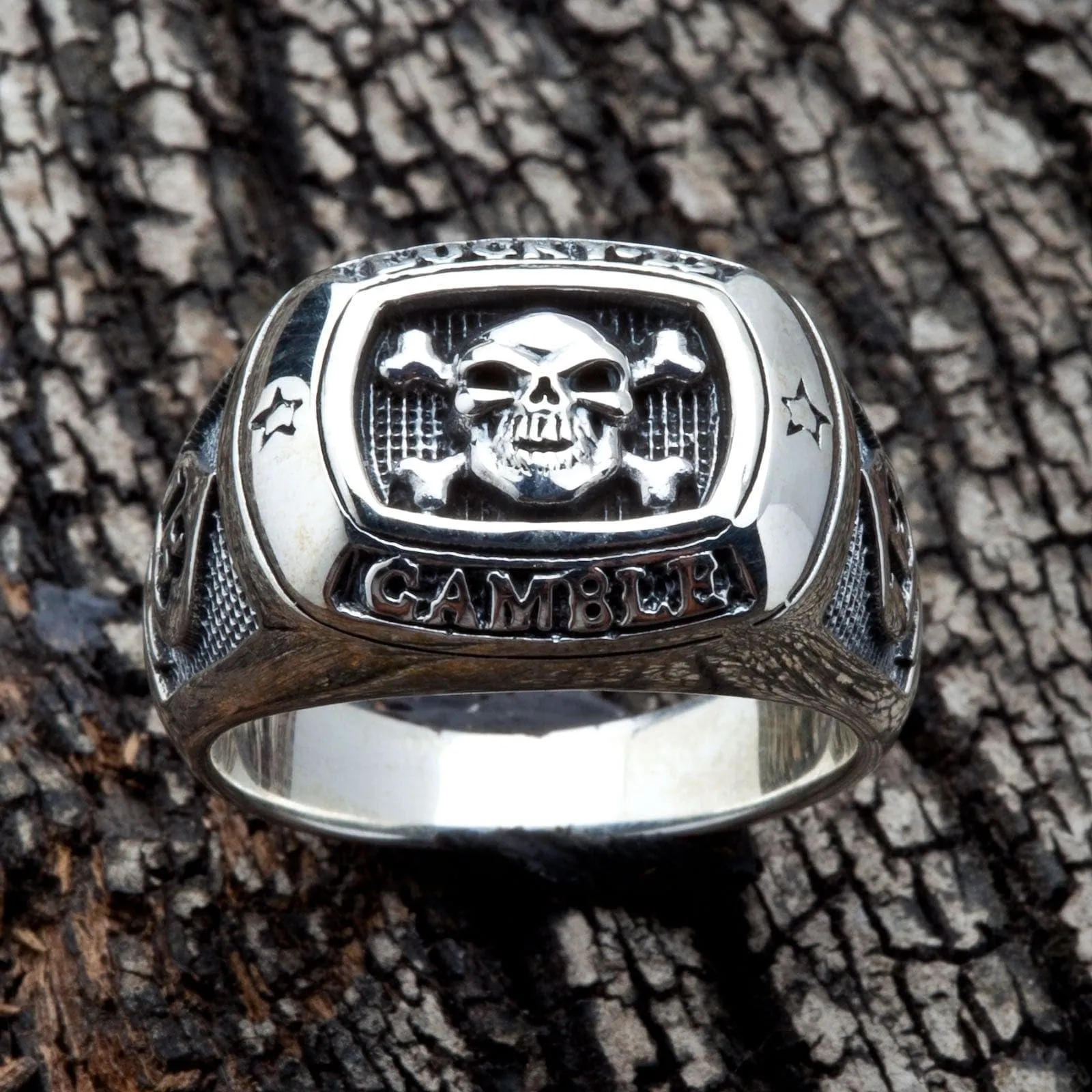 Crossbones Skull Gamble 925 Sterling Silver Ring
