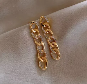 Cuban Link Chain with CZ Embellishment Earrings 210-12 | Erika Williner Designs