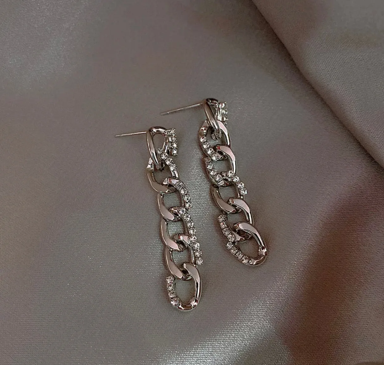 Cuban Link Chain with CZ Embellishment Earrings 210-12 | Erika Williner Designs