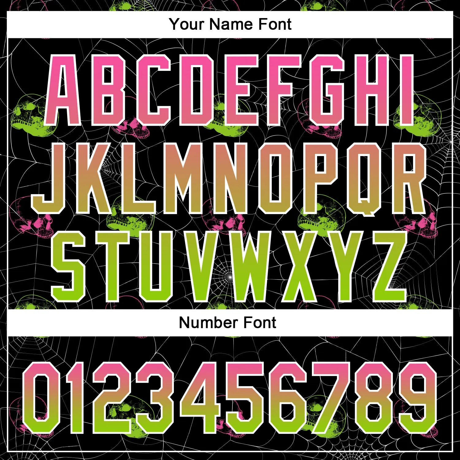 Custom Black Pink-Neon Green 3D Gothic Style Fluorescence Skull Authentic Baseball Jersey