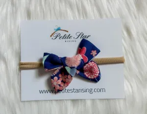 Dark Blue Floral Baby Headband