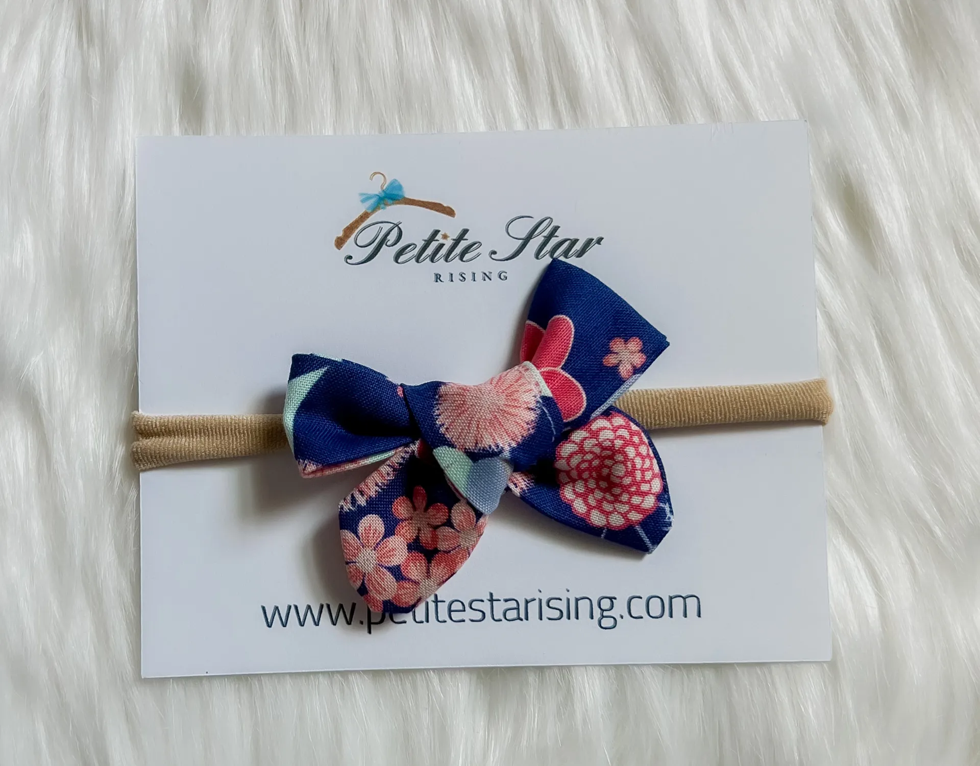 Dark Blue Floral Baby Headband