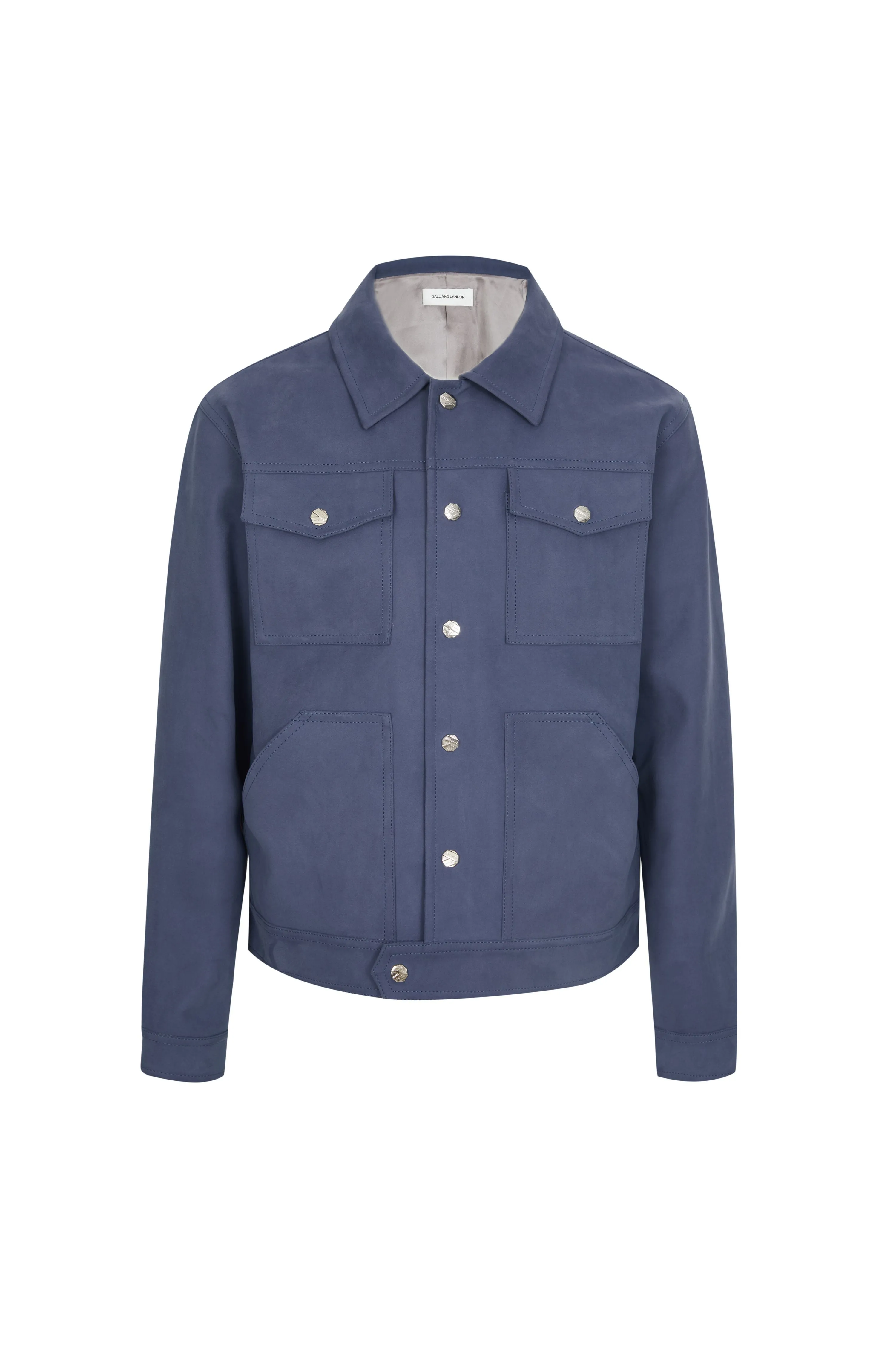 Dark Blue Suede Fabric Jacket