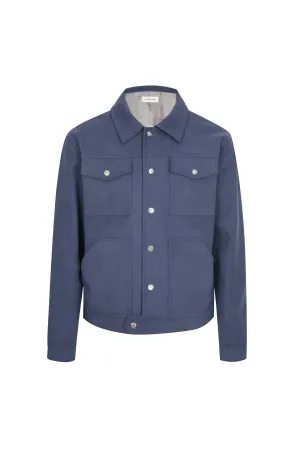 Dark Blue Suede Fabric Jacket