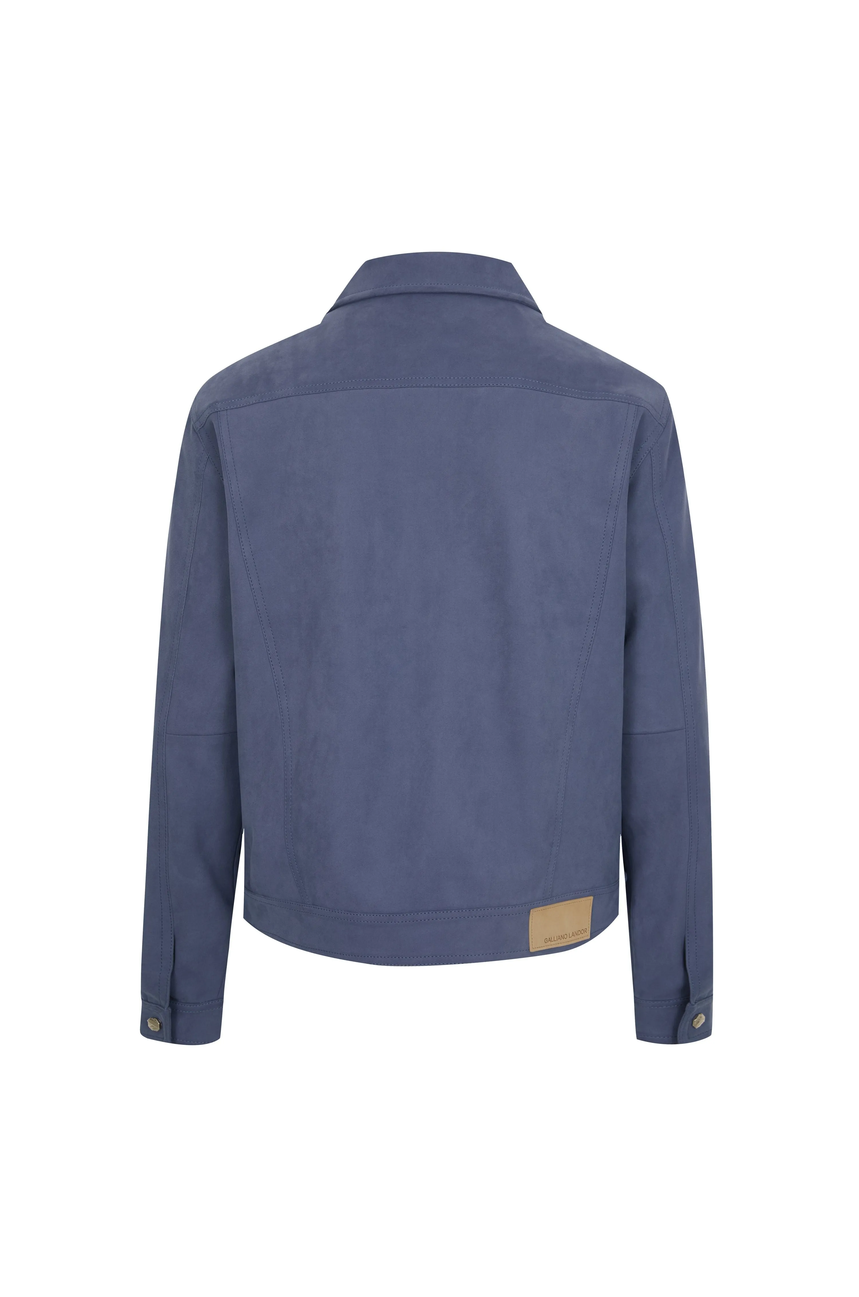 Dark Blue Suede Fabric Jacket