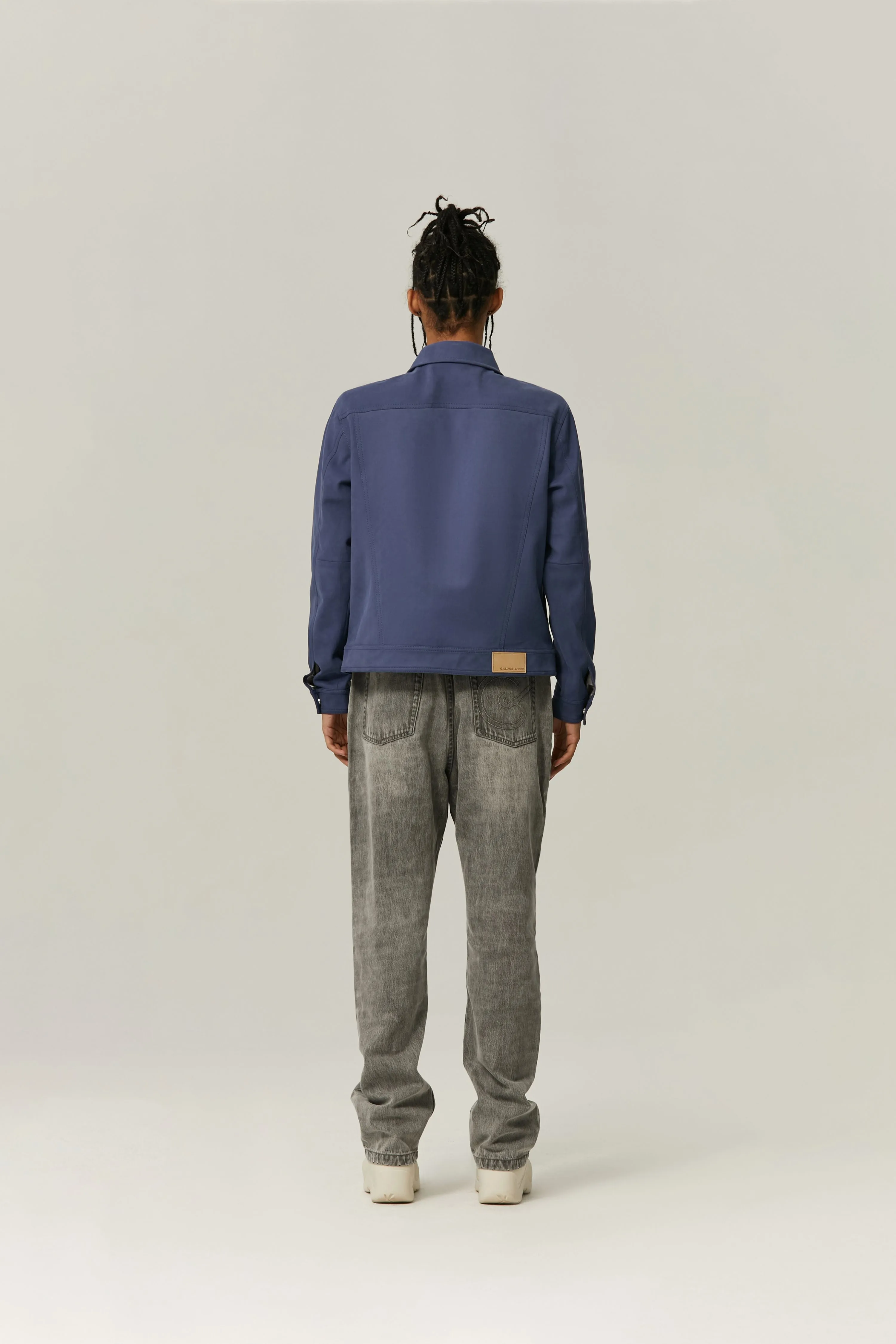 Dark Blue Suede Fabric Jacket