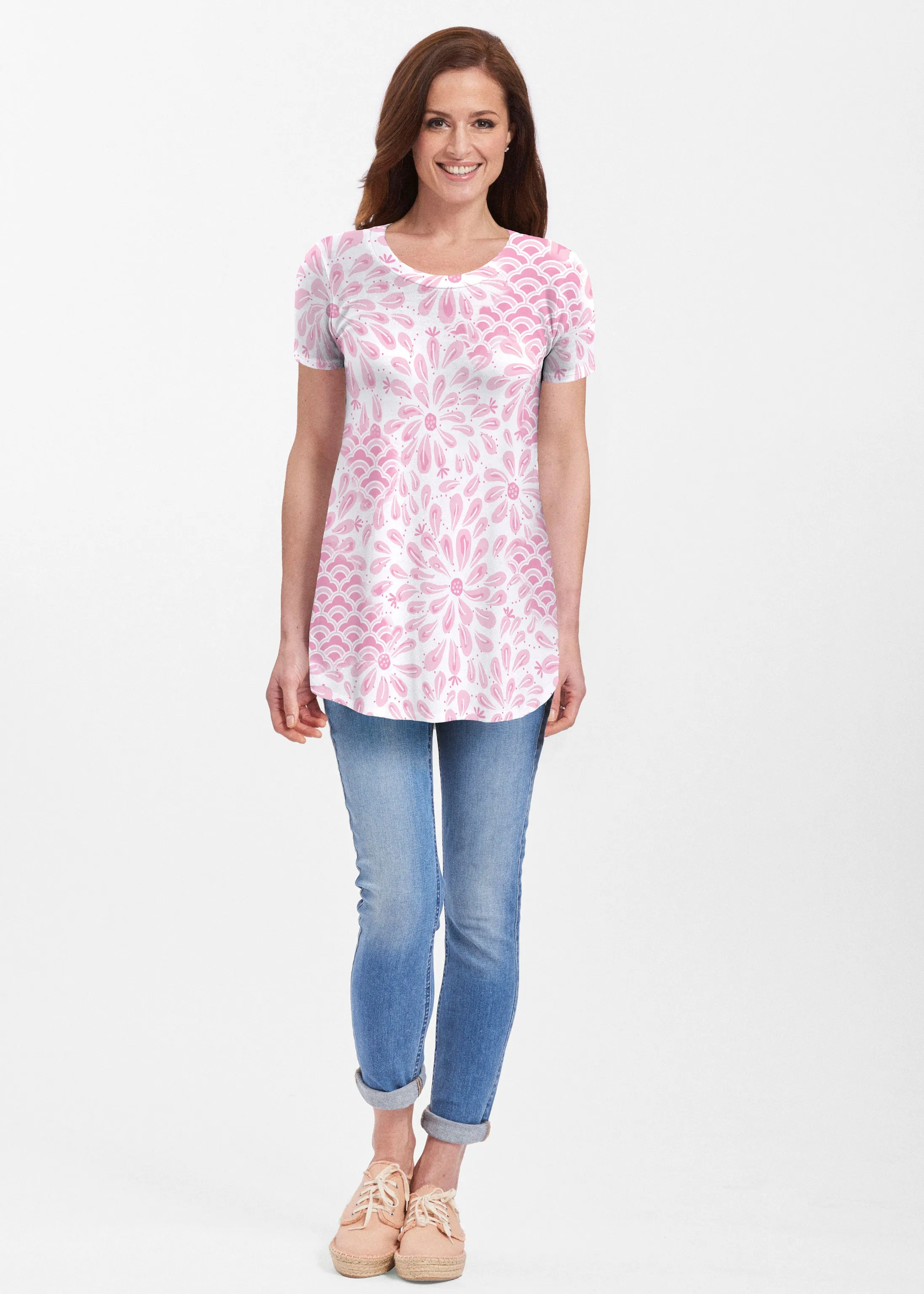 Daybreak Pink (8073) ~ Short Sleeve Butterknit tunic