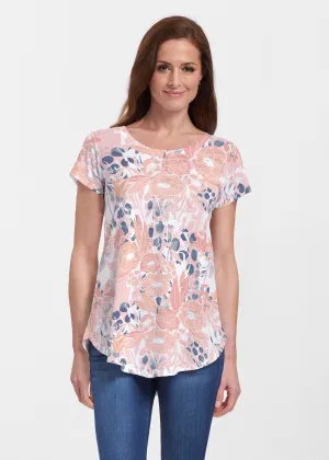 Daydream Florals (7805) ~ Signature Short Sleeve Scoop Neck Flowy Tunic