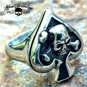Death of Spades - Big & Bold Spade Ring With Skull & Crossbones (#671)