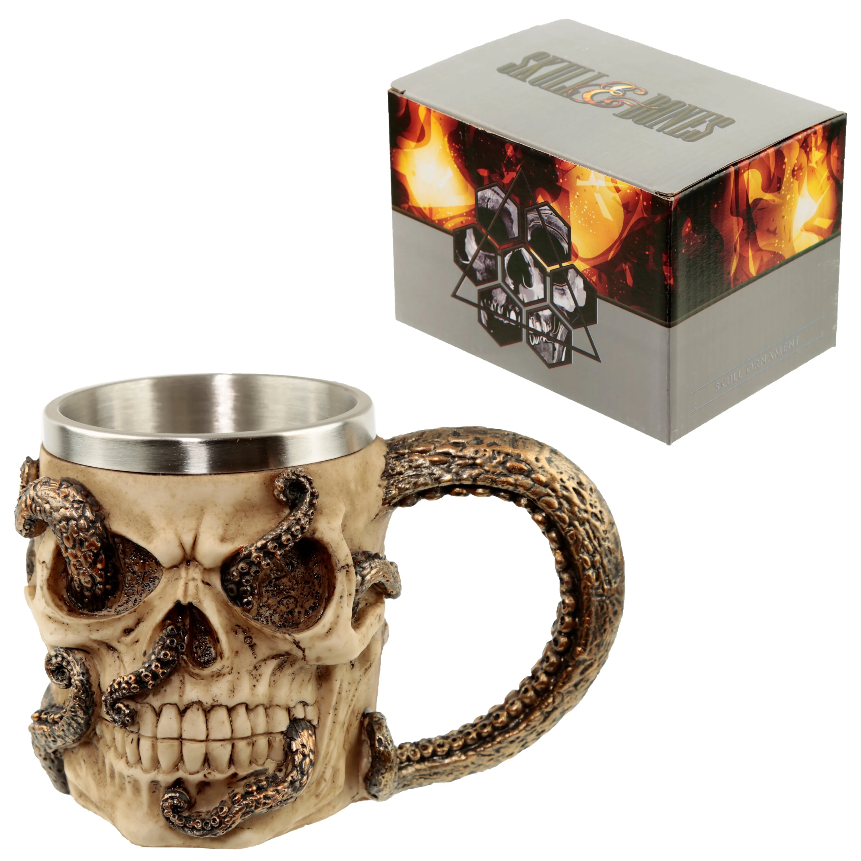 Decorative Bronze Octopus Skull Tankard