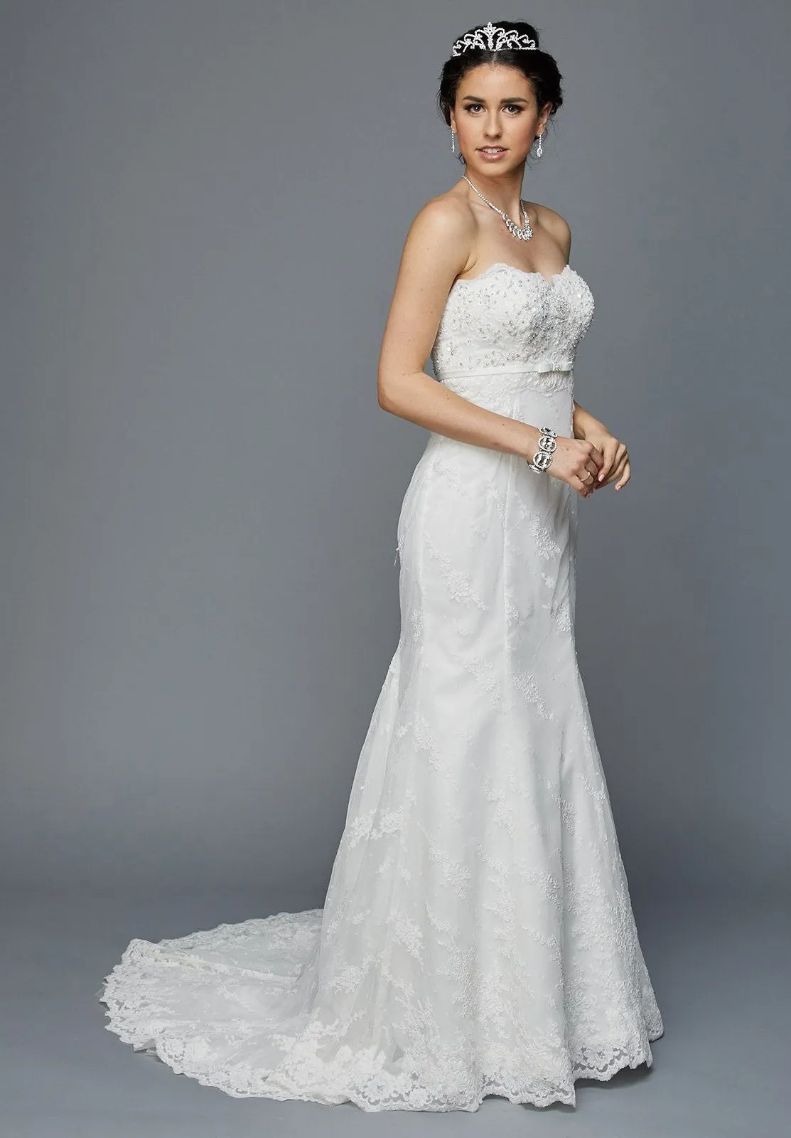 DeKlaire Bridal 349 Embellished Bodice Strapless Wedding Gown