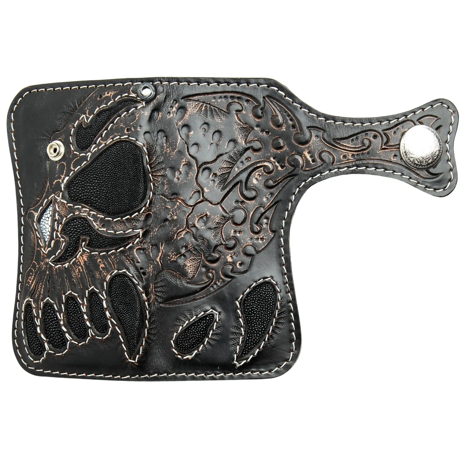Demon Genuine Leather Carved Biker Wallet