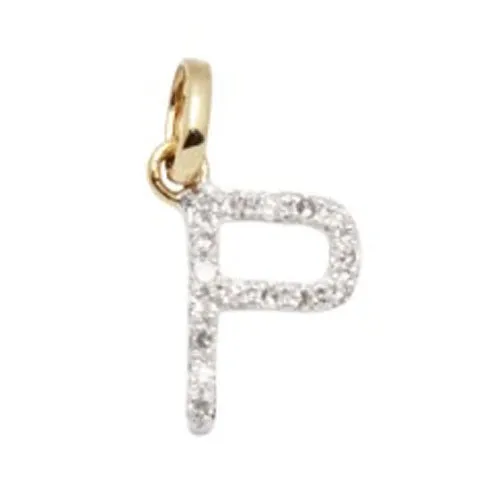 Diamond Initial Letter 14K Gold  Necklace