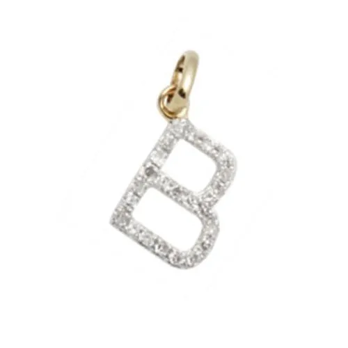 Diamond Initial Letter 14K Gold  Necklace