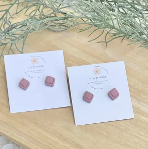 Diamond shape blush pink studs