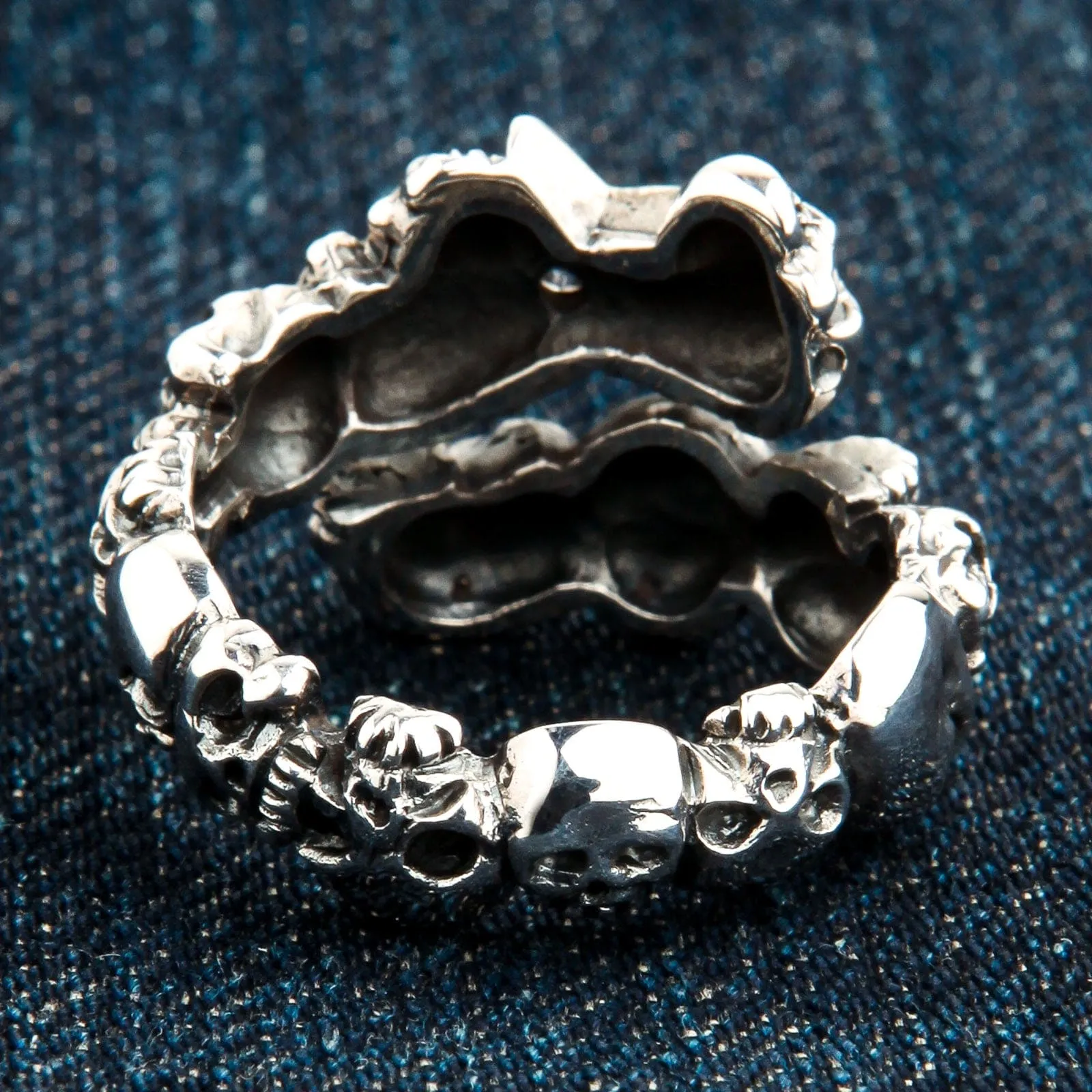 Diamond Star Rock Sterling Silver Skull Ring