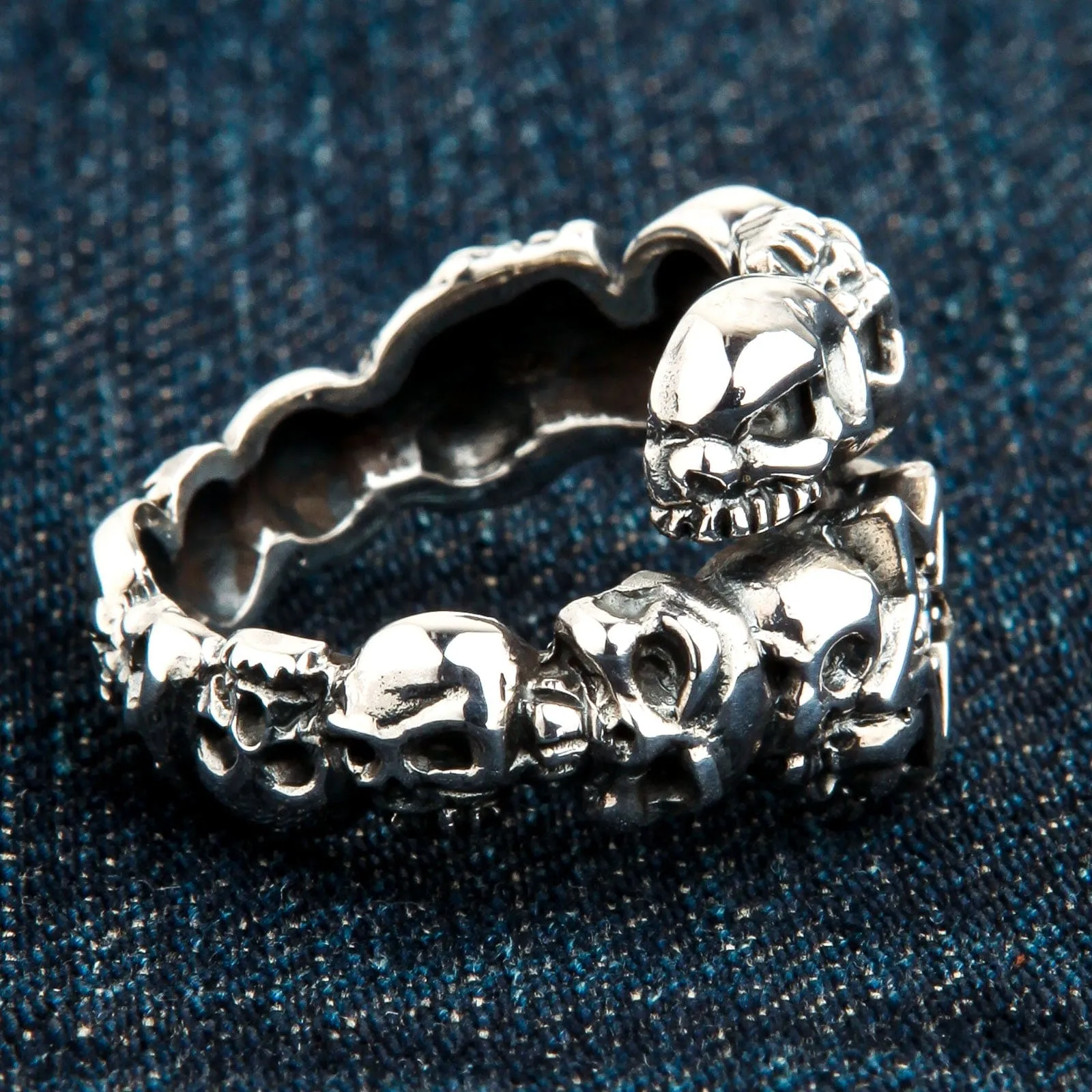 Diamond Star Rock Sterling Silver Skull Ring