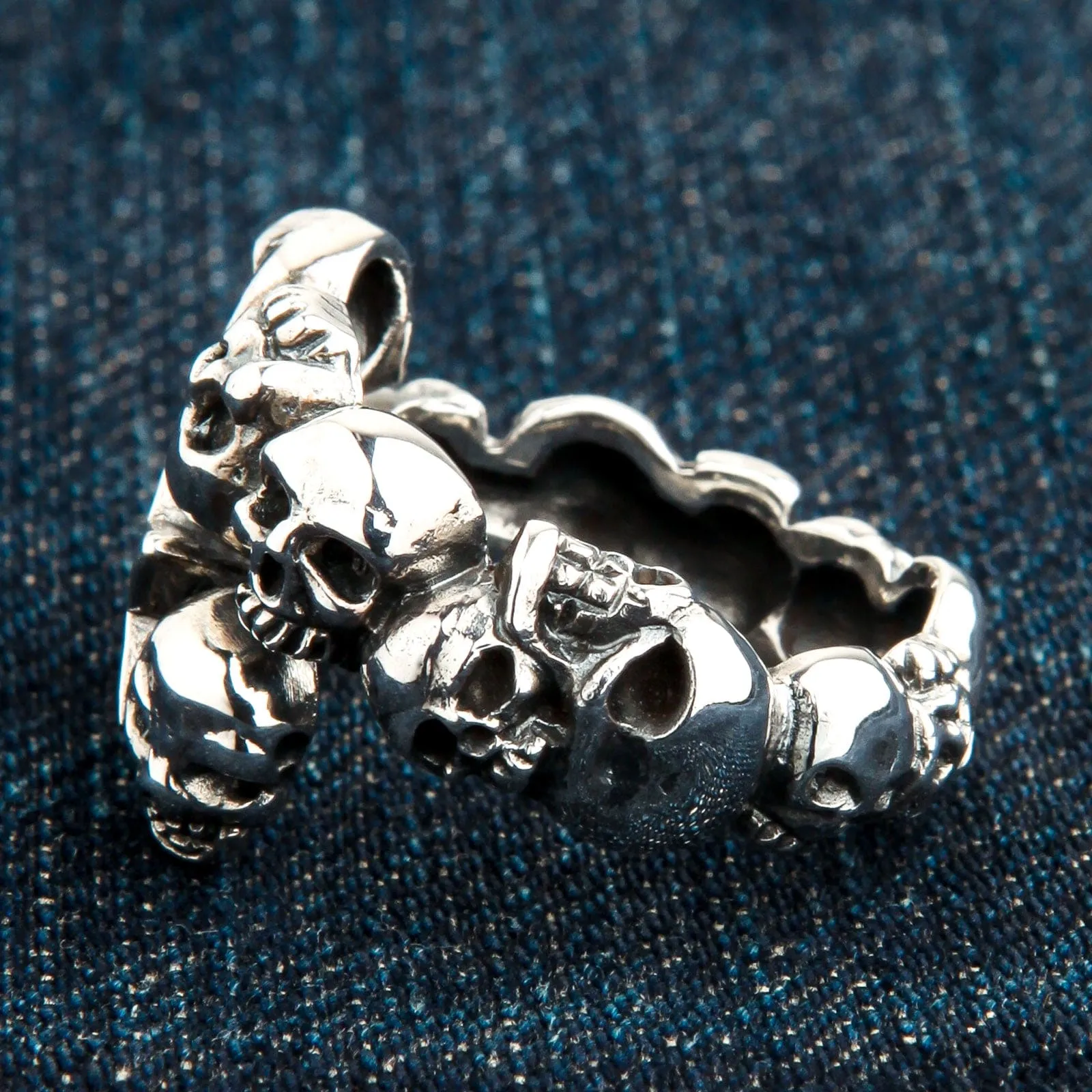 Diamond Star Rock Sterling Silver Skull Ring