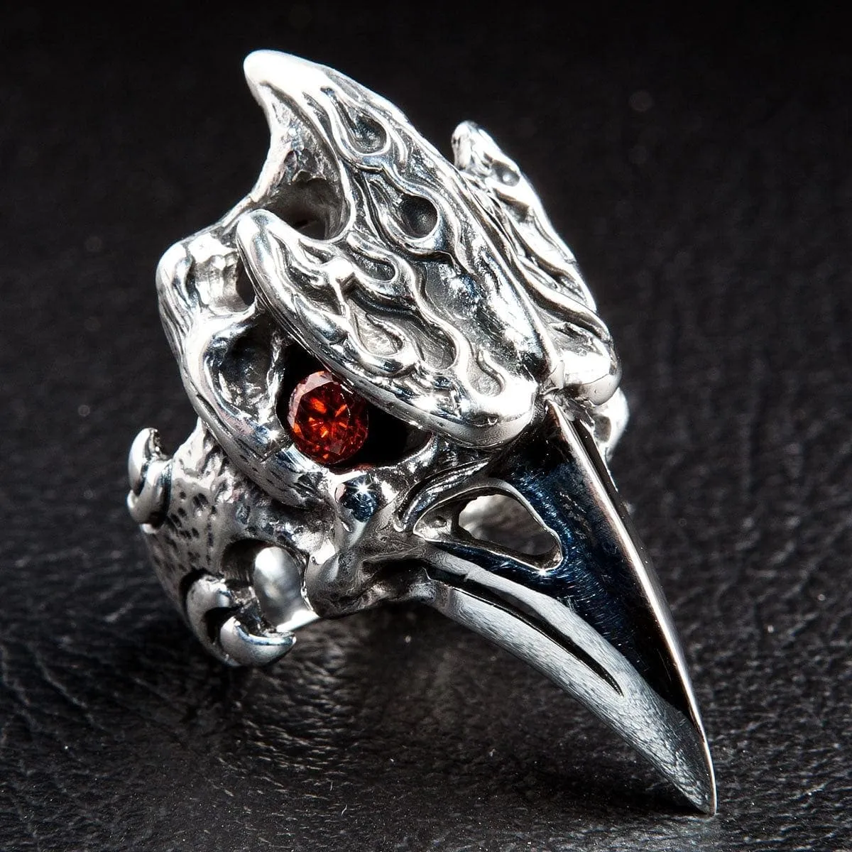 Dinosaur Hornbill Skull Head Sterling Silver Ring