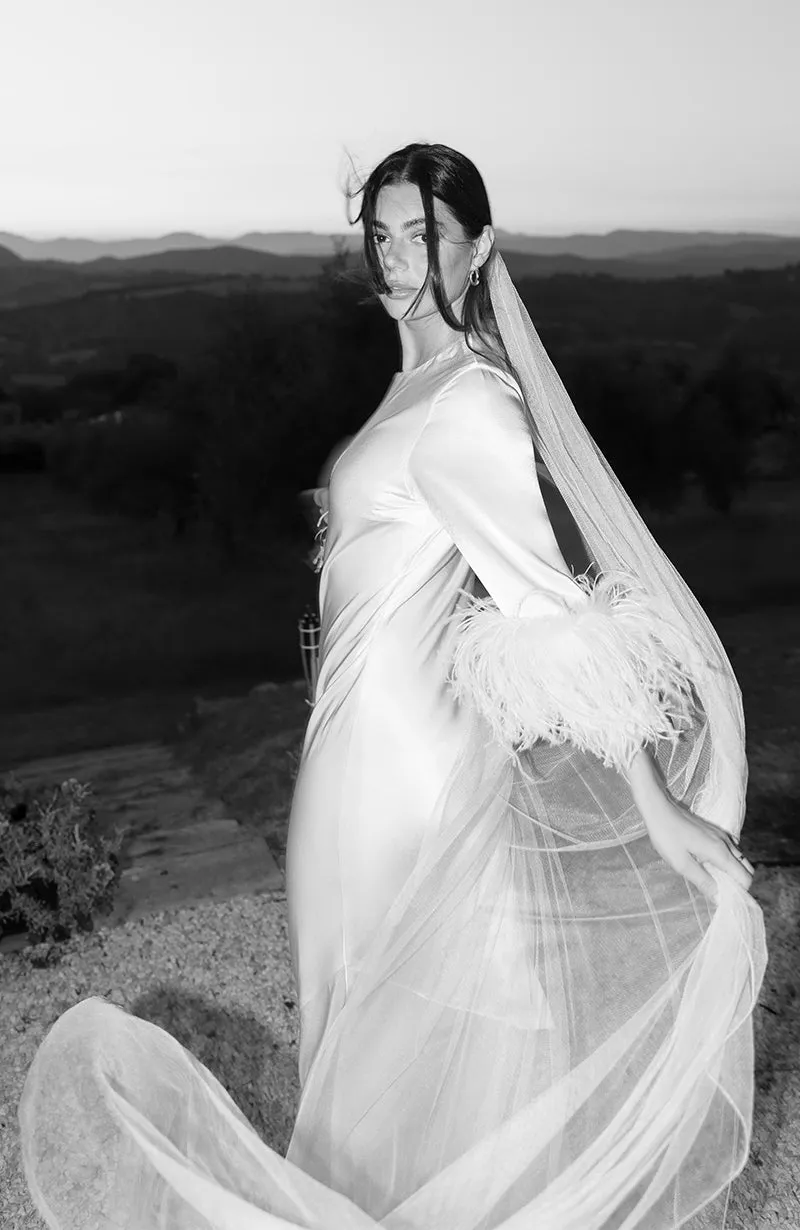 Dolly Bridal Dress with Feather Sleeve