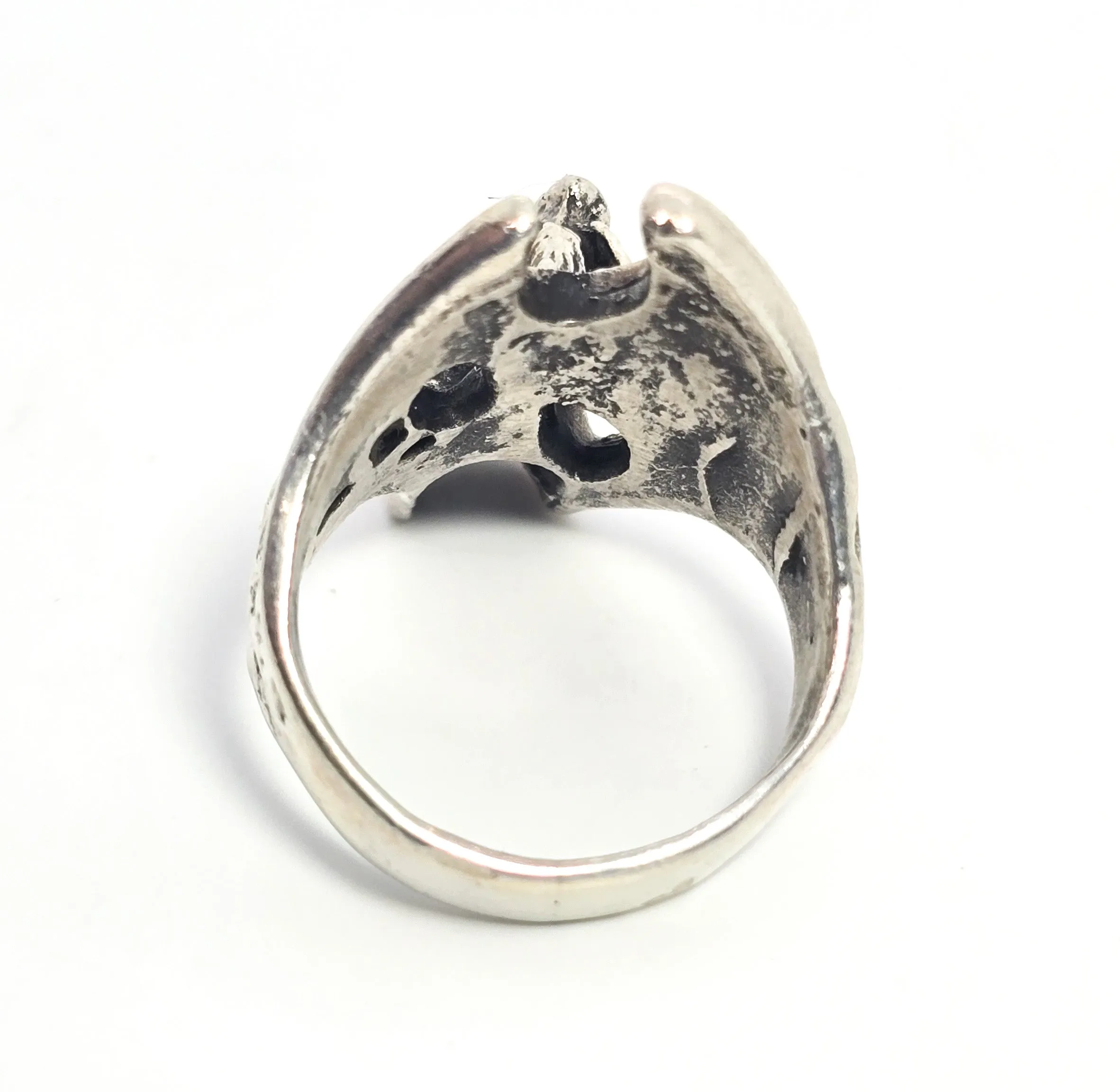 Dragon's treasure Skull vintage sterling silver men's gothic biker ring size 8.5