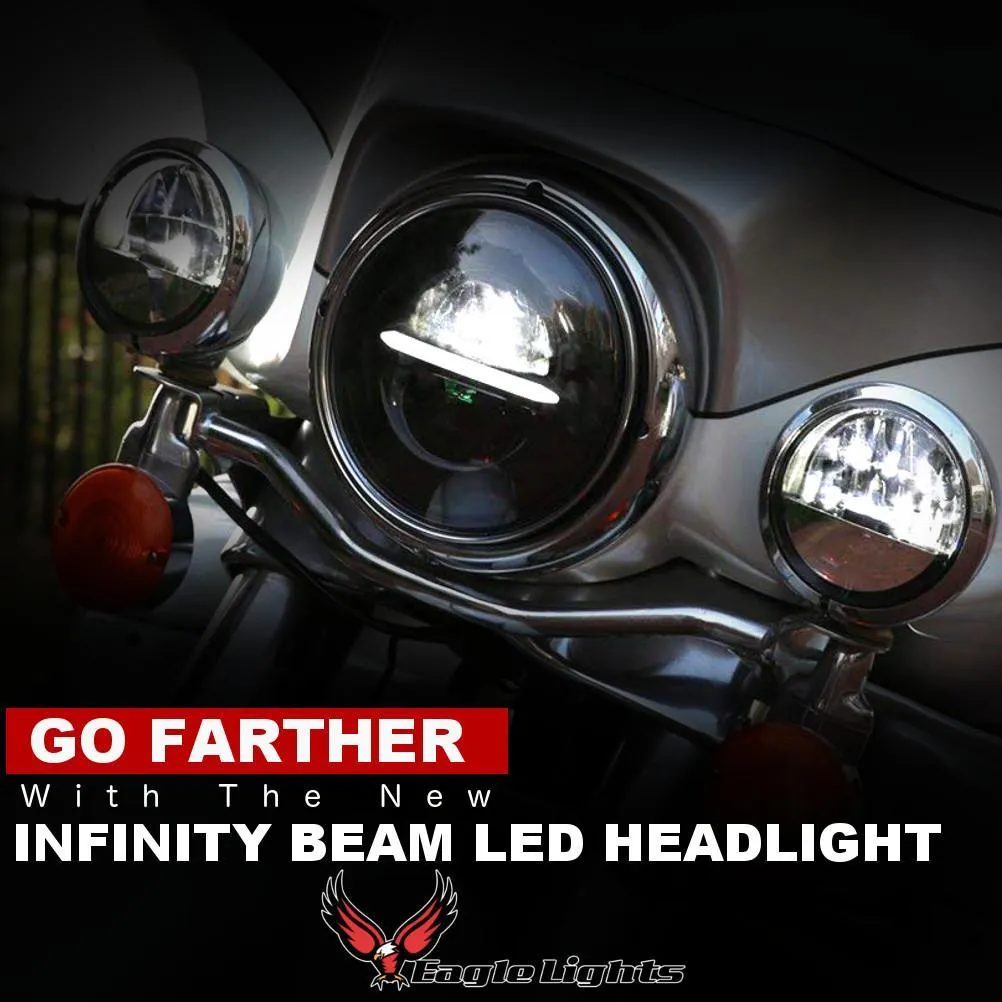 Eagle Lights Infinity Beam Series 7" Round LED Headlight for Harley Davidson and Indian Motorcycles