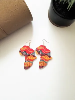 Earrings - Multicolor Print African Shape