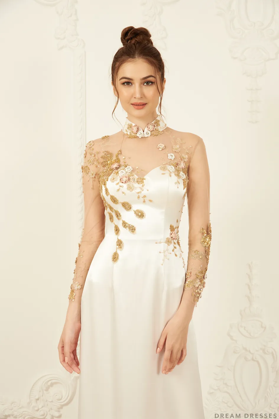 Embellished Bridal Ao Dai | Custom Made Vietnamese Bridal Dress (#ELVERA)